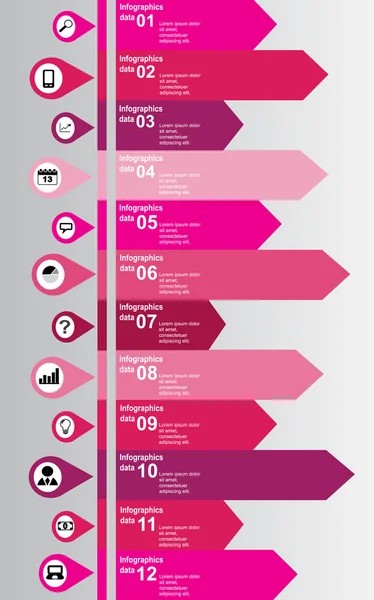 Moderno esquema infográfico vertical rosa — Vetor de Stock