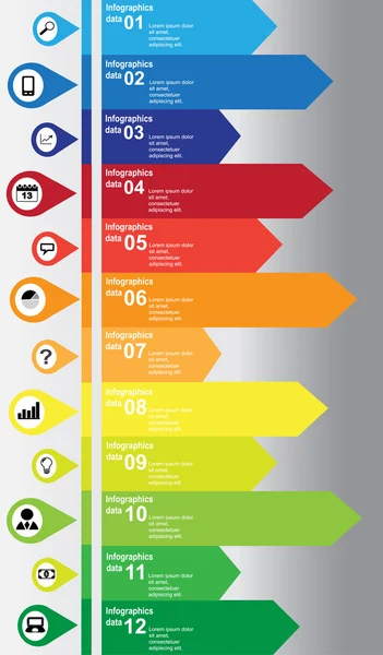İş ve teknoloji simgeleri ile dikey renkli Infographic