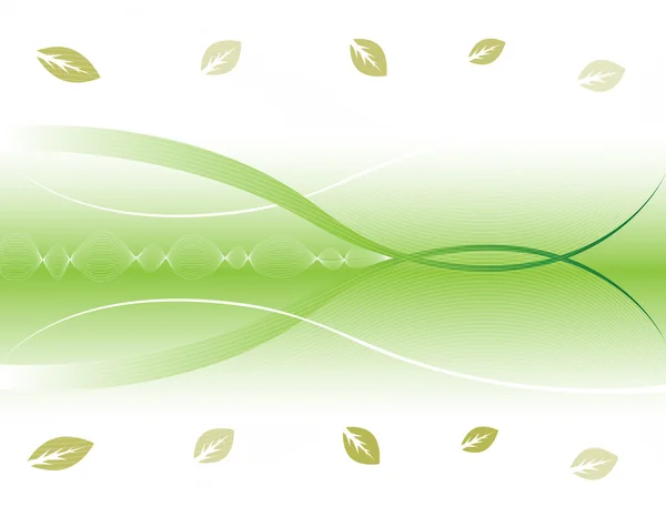 Fond abstrait vert avec des mélanges et des feuilles — Image vectorielle