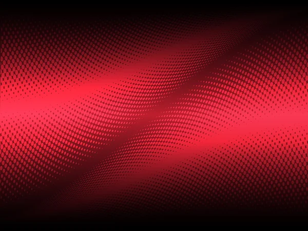Black and red halftone waves abstract background — Stok Vektör