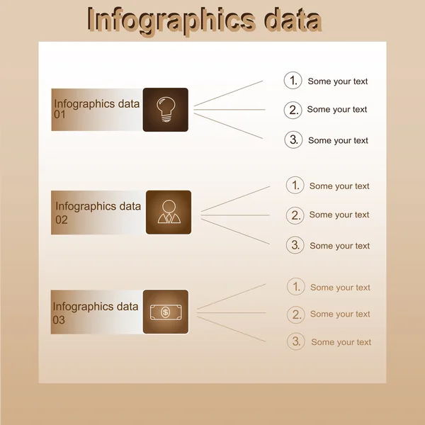 Коричневые инфографические данные с бизнес-иконками и коричневыми краями — стоковый вектор