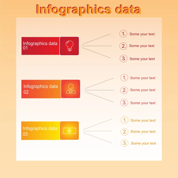 Datos de infografía naranja con iconos de negocio con marco — Archivo Imágenes Vectoriales