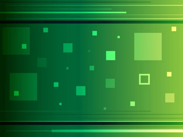 Zelené pozadí abstraktní s čtverečky a čáry — Stockový vektor