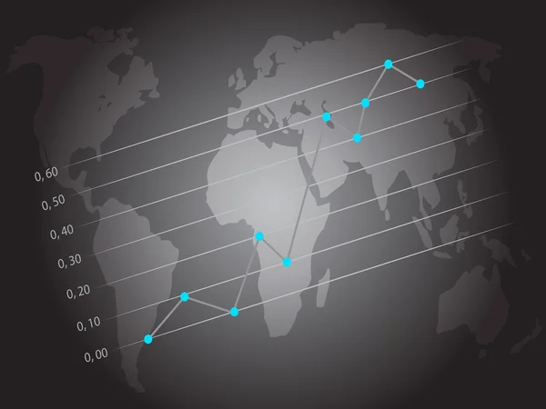 トレンド グラフの世界地図 — ストックベクタ