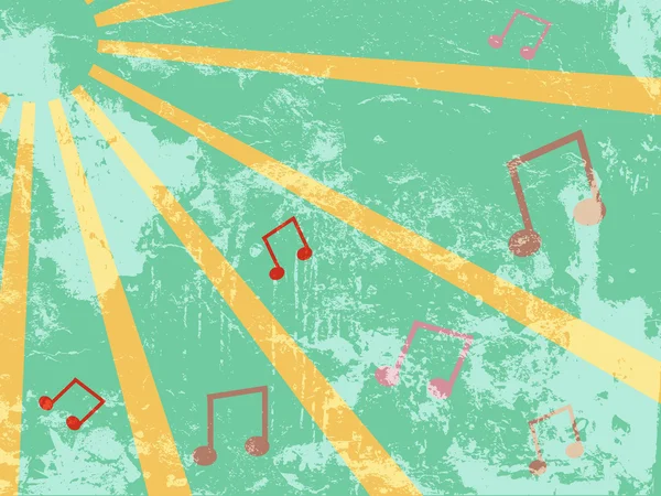 Retro-Sonne Hintergrund mit Musikmarken — Stockvektor