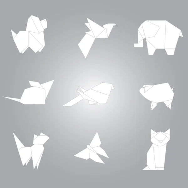 Origami hayvan kağıt kümesinden vektör