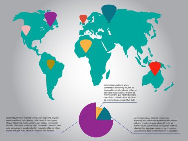Infographic retro harita diyagramı ile