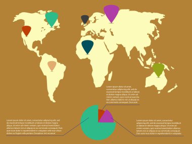 Infographic retro harita diyagramı ile