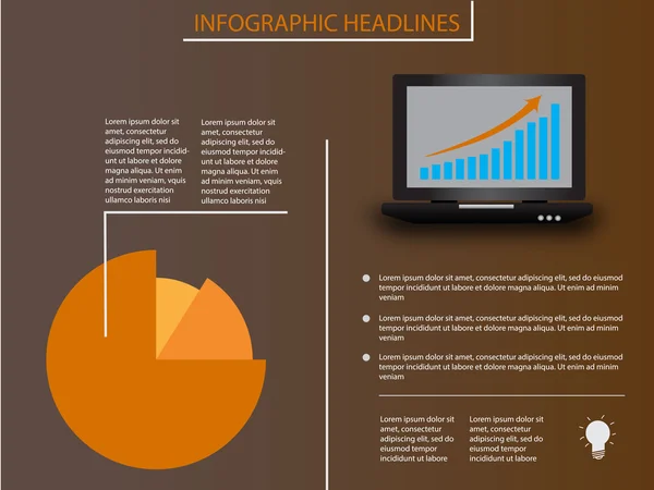 Elementos infográficos con portátil y diagrama — Archivo Imágenes Vectoriales