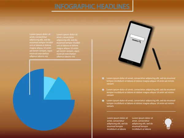 Elementos infográficos con diagrama azul y smartphone — Archivo Imágenes Vectoriales