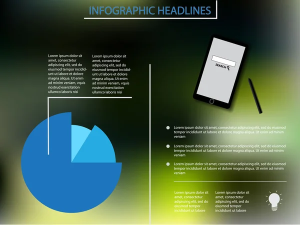Elementos infográficos con diagrama azul y smartphone — Archivo Imágenes Vectoriales