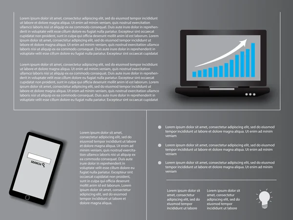 Инфографические элементы с ноутбуком и диаграммой — стоковый вектор