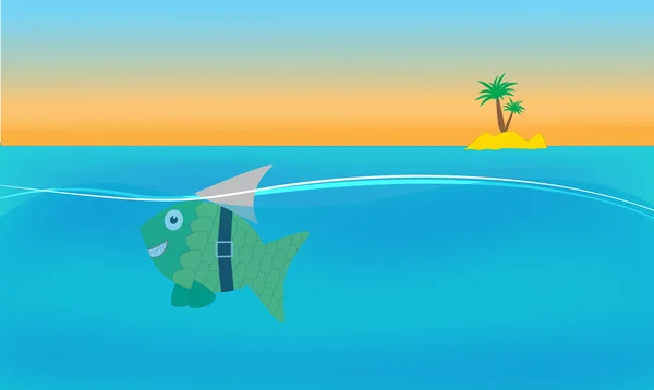 Cartoon-Fisch im Meeresvektor Hintergrund — Stockvektor
