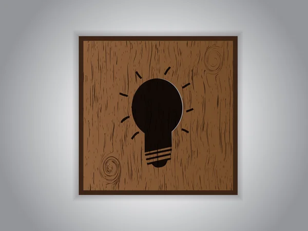 Wooden computer internet light bulb button — Stock Vector