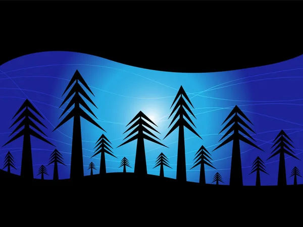 抽象的森林剪影日落背景 — 图库矢量图片