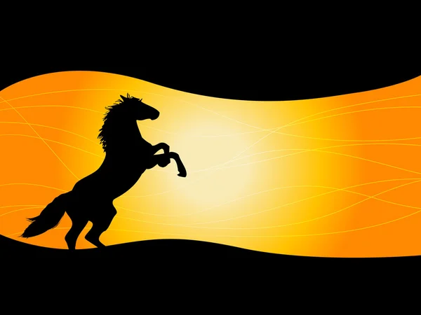 Häst siluett med orange bakgrund — Stock vektor
