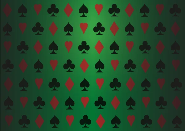 Fondo de símbolos de poker con gradiente verde — Vector de stock