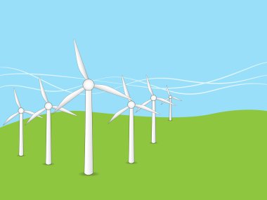 Rüzgar türbinleri manzara gökyüzü arka plan