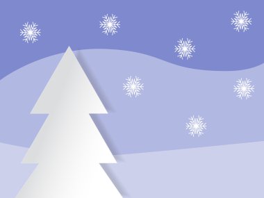 Retro manzara ile kağıt Noel ağacı arka plan