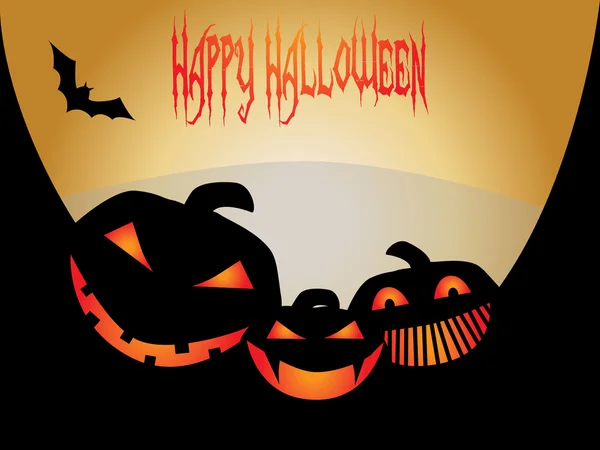 Halloween scarry pumpkins silhouette background — 图库矢量图片
