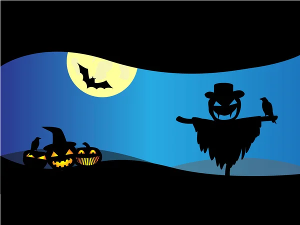 Halloween scarry pumpkins silhouette background — 图库矢量图片