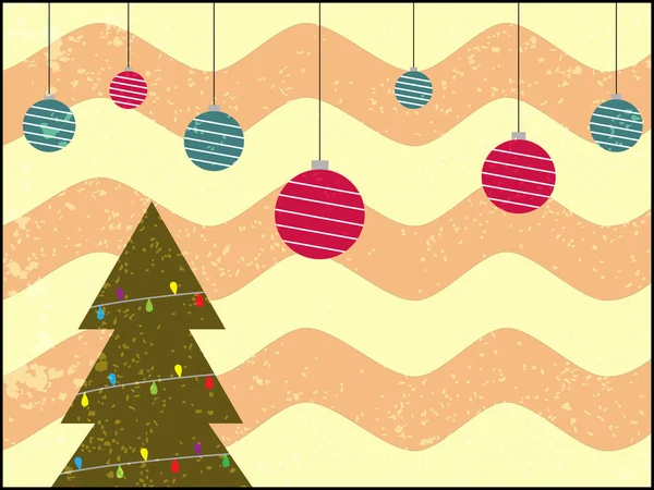 Retro Noel ağacı arka plan dekorasyon ile — Stok Vektör