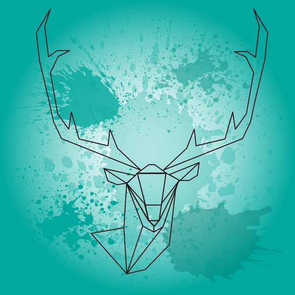 Suluboya arka geometrik ile geyik — Stok Vektör
