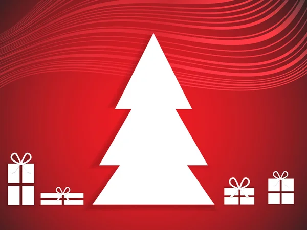 Árvore de Natal de papel com fundo de presentes — Vetor de Stock
