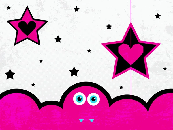 Funky rosa grunge estrellas fondo — Archivo Imágenes Vectoriales