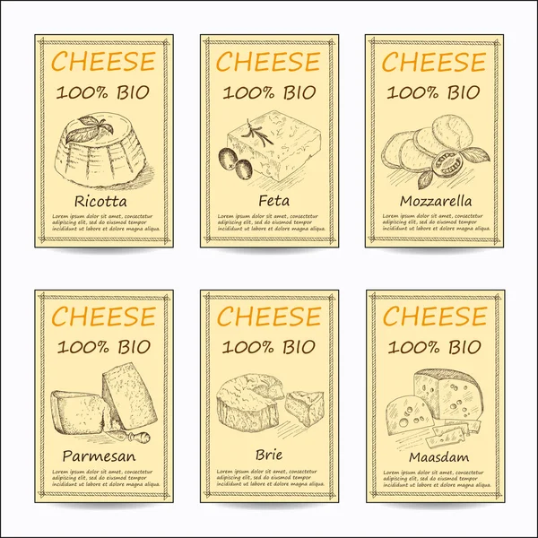 Cheese sale tag banners — Stock Vector