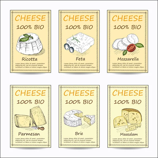 Cheese sale tag banners — Stock Vector