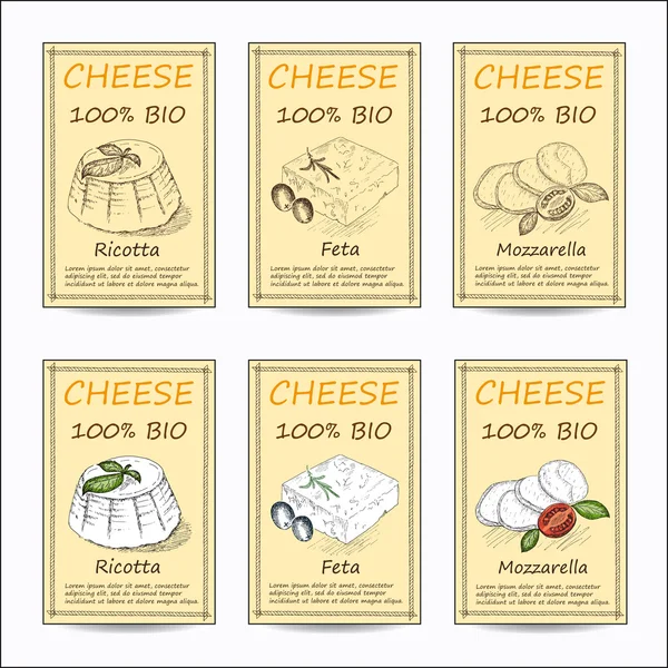 Cheese sale tag banners — Stock Vector