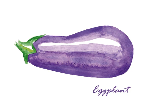 Akvarell aubergine. Handmålade — Stock vektor
