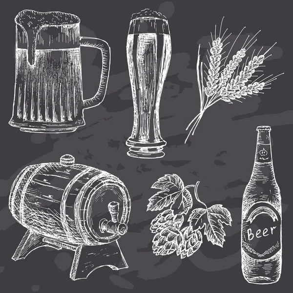 Cerveja vintage em placa de giz — Vetor de Stock