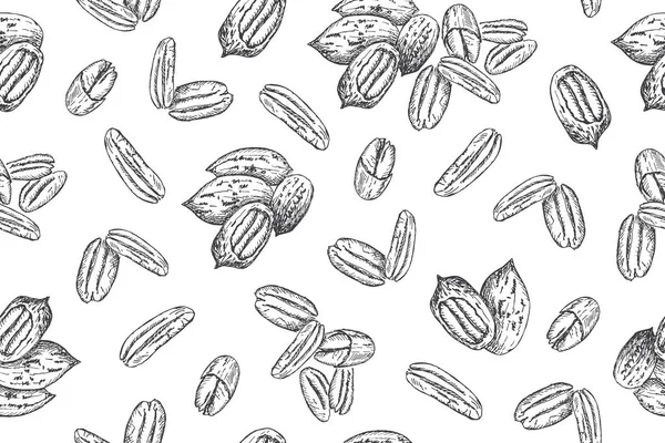 Бесшовный рисунок с орехами орехов орехов орехов. Линейный стиль. — стоковый вектор