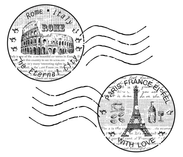 Shtamp roma paris — Vector de stock