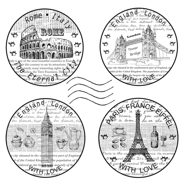 Shtamp Řím Paříž — Stockový vektor