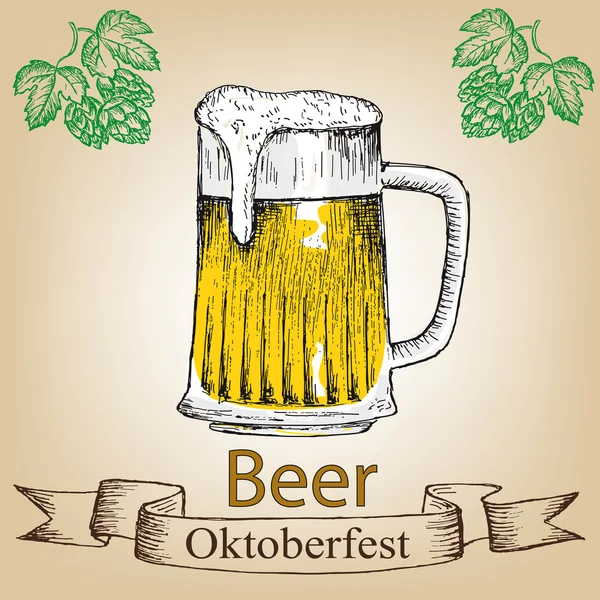 Bier und Oktoberfest — Stockvektor