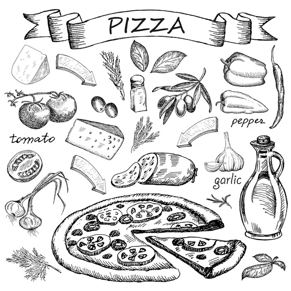 Pizza ingredient Royalty Free Stock Illustrations