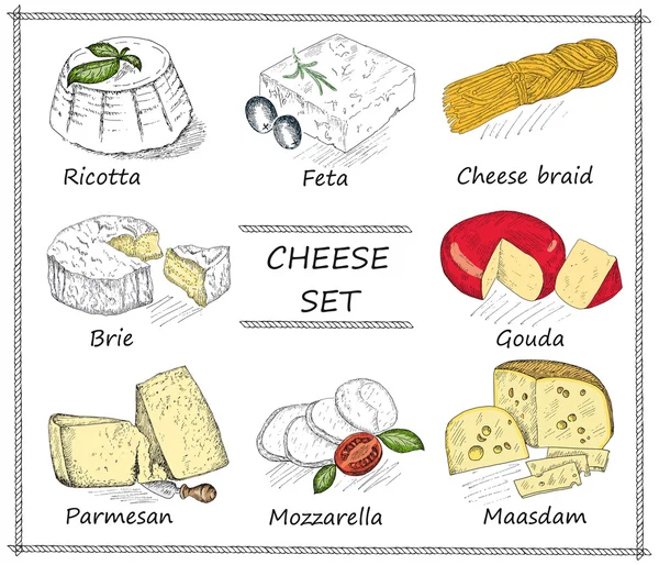 Conjunto de queijo —  Vetores de Stock