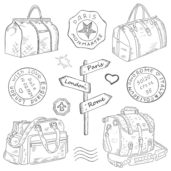 Cestovní tašky různých — Stockový vektor