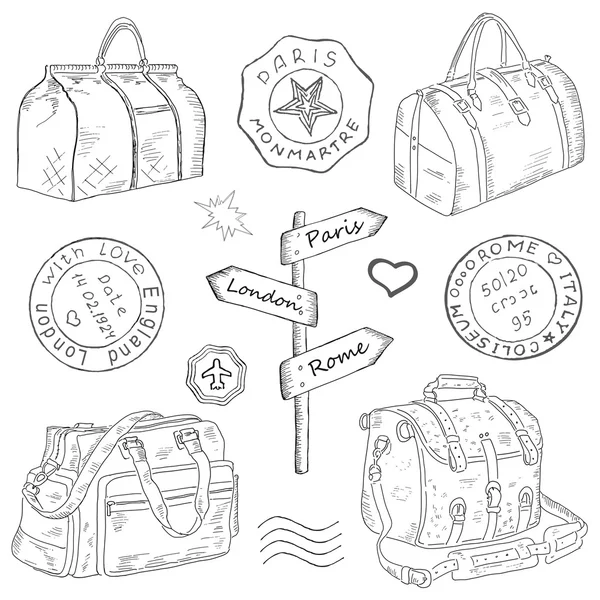 Bolsas de viaje diferentes — Archivo Imágenes Vectoriales