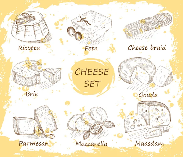 Cheese set in background — Stock Vector