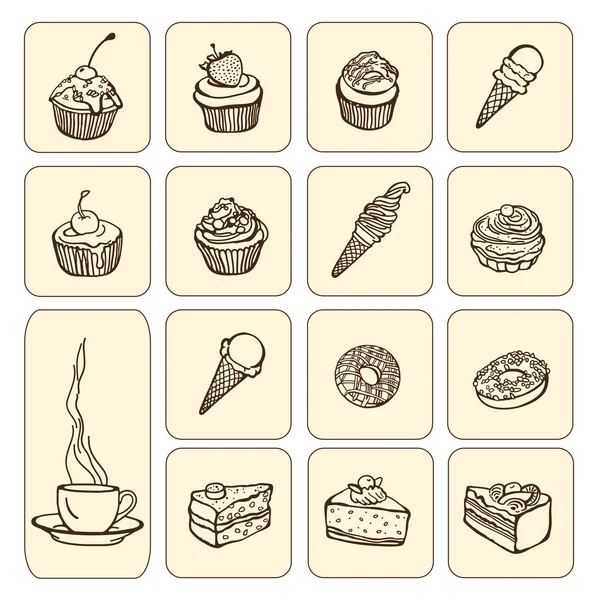 Gâteaux et desserts — Image vectorielle