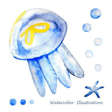 Suluboya denizanası illüstrasyon.