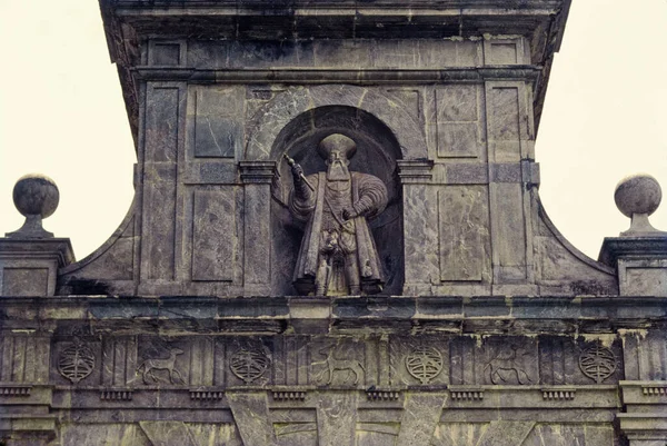 Staty Vasco Gama Ovanpå Prästbojens Båge Byggd 1597 Bågen Restaurerades — Stockfoto