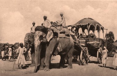 16 Ekim 2020 Princely State Elephent Cart Jaipur Rajasthan 'ın Vintage Fotoğrafı