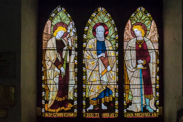 Färgat Glas Målning Inne Thomas Katedralen Var Första Anglikanska Kyrkan — Stockfoto