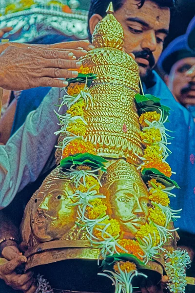 Golden Mukpruind Trimbakeshwar Mahadev Palkhi Festival Getup Trimbak Nashik District — 스톡 사진