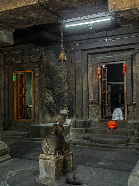 Mar 2019 Nandi Körkörös Nandi Mandapa Pataleshwar Barlangtemplomban Épült Rashtrakuta — Stock Fotó